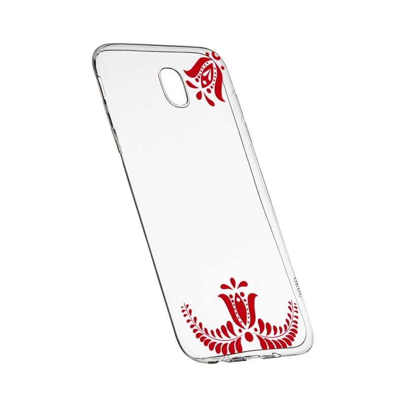 Husa Silicon, Transparent, Slim, Motiv Floare, Samsung Galaxy J7 2017