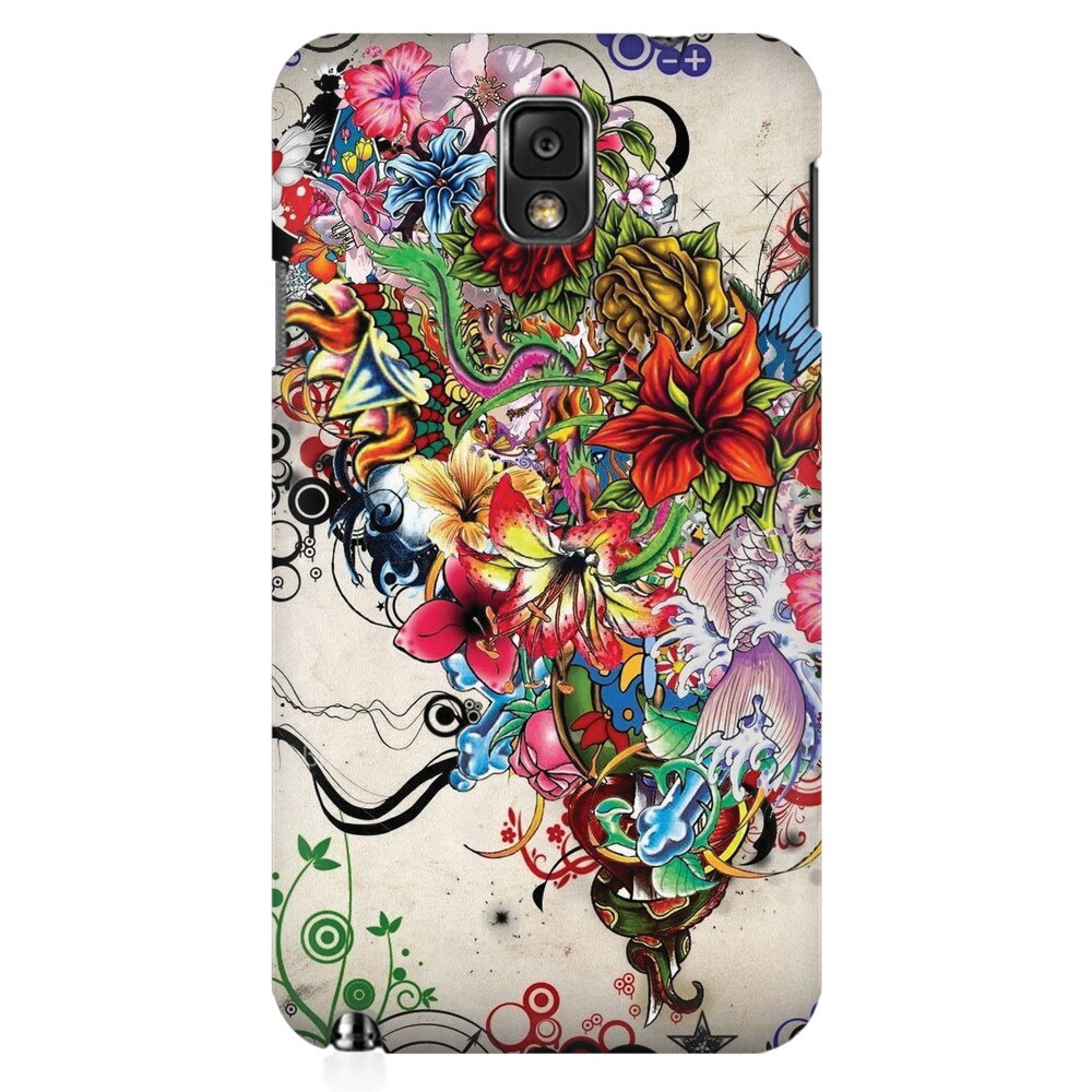 Husa silicon pentru Samsung Galaxy Note 3, Abstract Flowers Tattoo Illustration