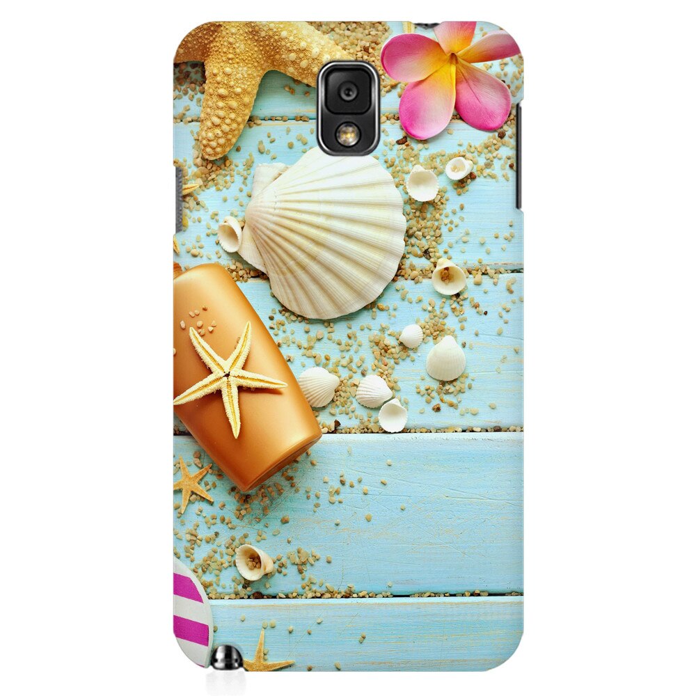 Husa silicon pentru Samsung Galaxy Note 3, Blue Wood Seashells Sea Star