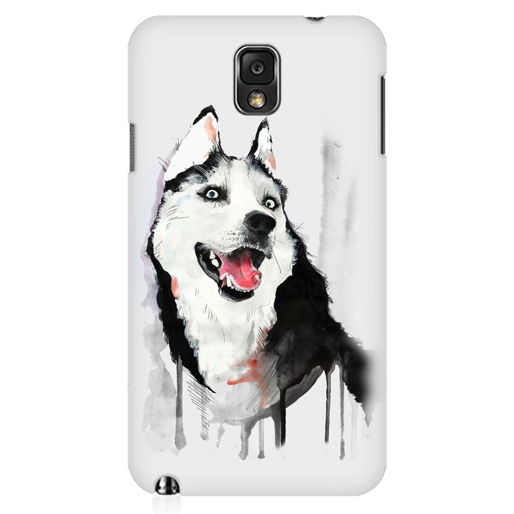 Husa silicon pentru Samsung Galaxy Note 3, Husky Dog Watercolor Illustration