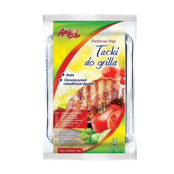 Tavi de gratar dreptunghiulare Amigo, Aluminiu, 3 bucati Tavi de gratar dreptunghiulare Amigo, Aluminiu, 3 bucati