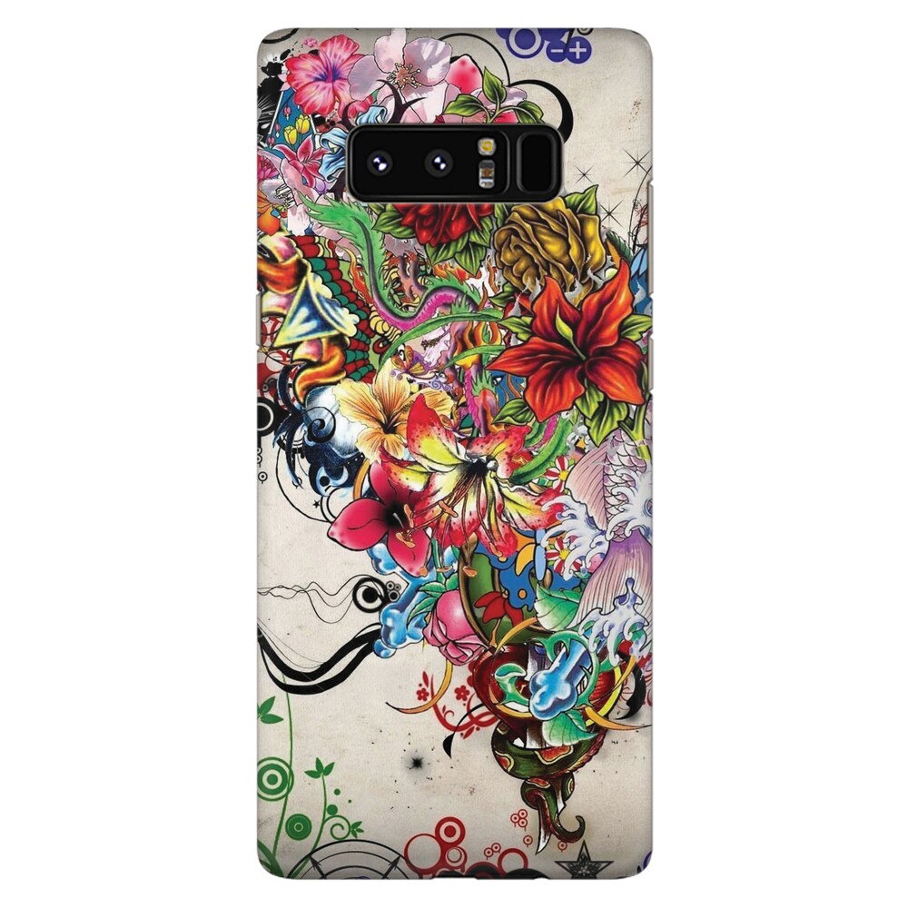 Husa silicon pentru Samsung Galaxy Note 8, Abstract Flowers Tattoo Illustration