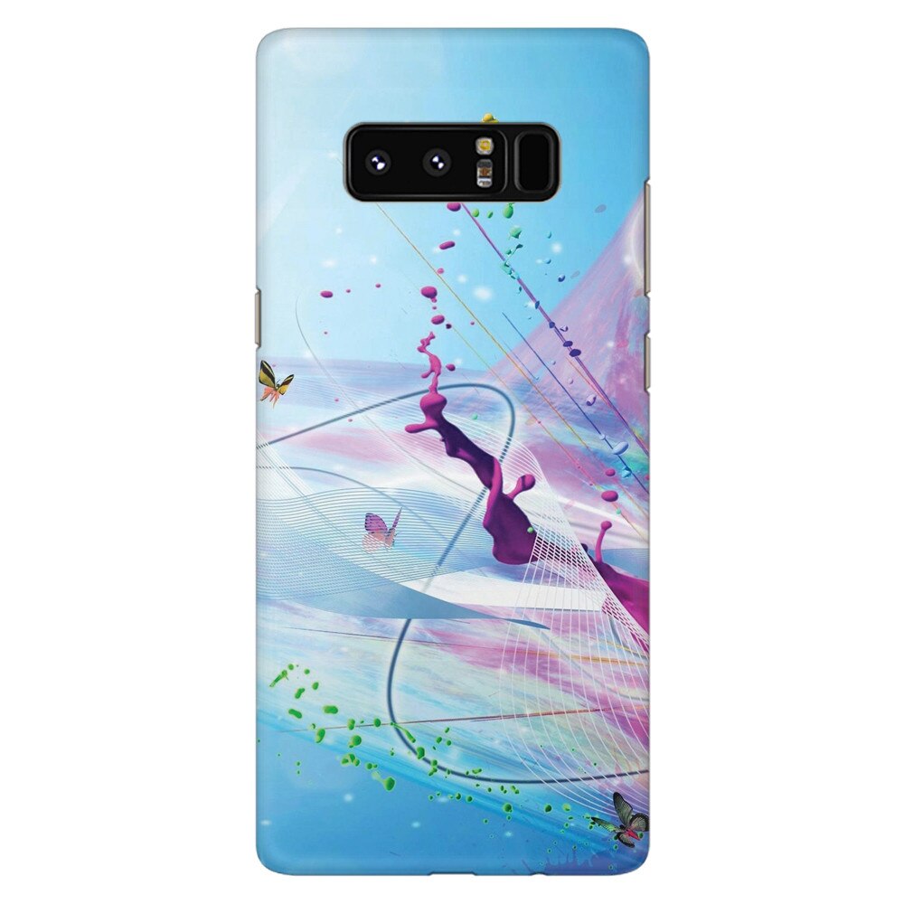Husa silicon pentru Samsung Galaxy Note 8, Artistic Paint Splash Purple Butterflies