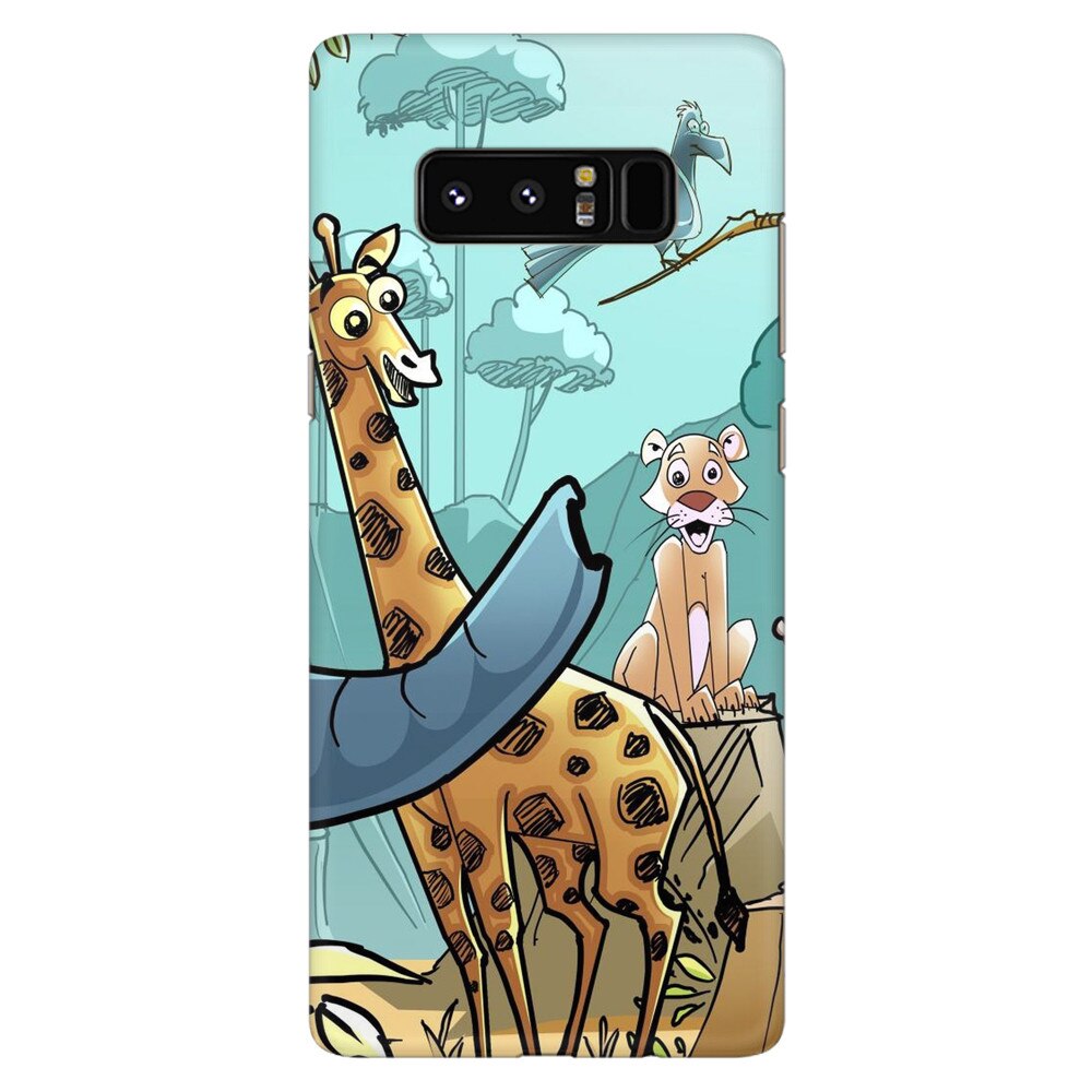 Husa silicon pentru Samsung Galaxy Note 8, Children Drawings Elephants Giraffes Lions