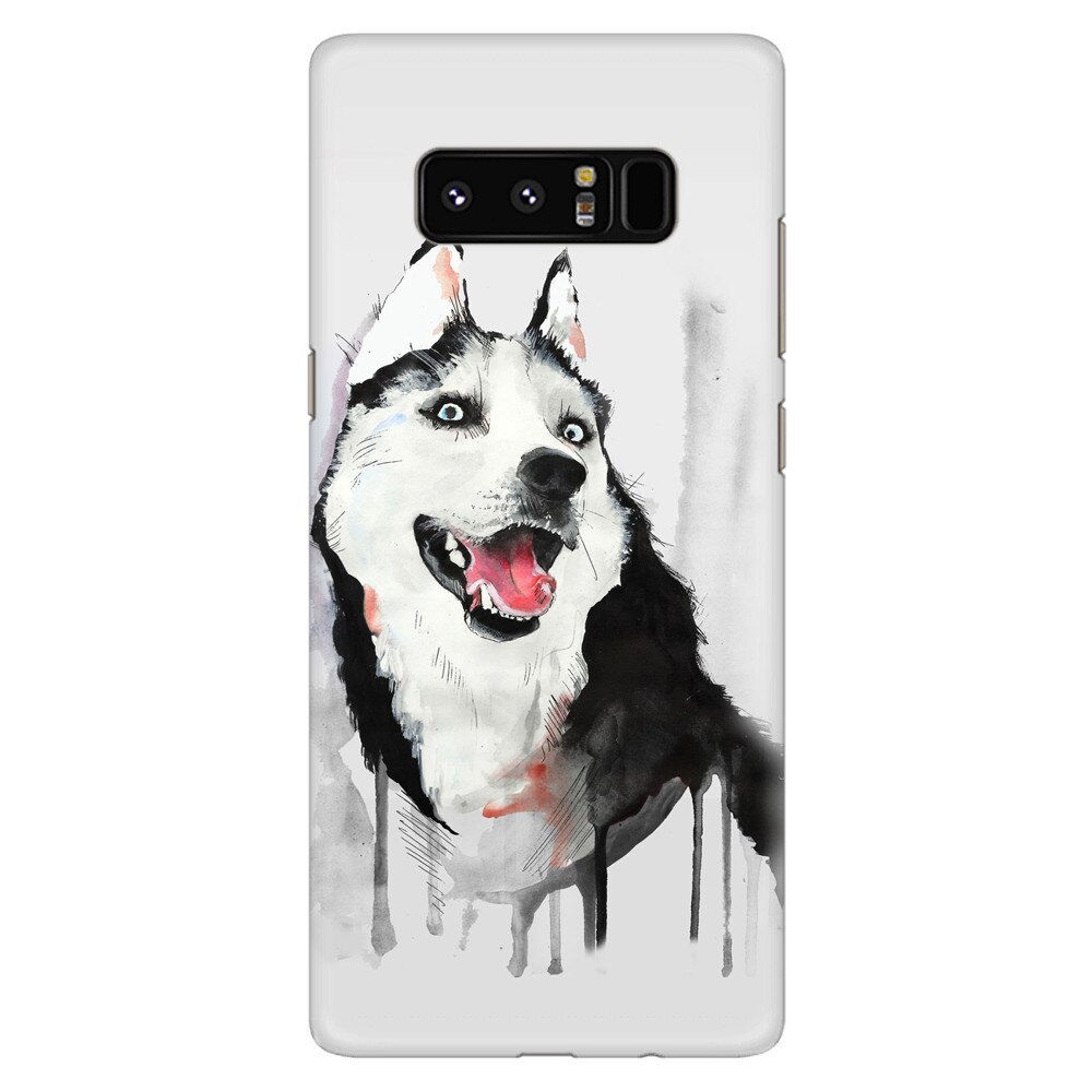Husa silicon pentru Samsung Galaxy Note 8, Husky Dog Watercolor Illustration