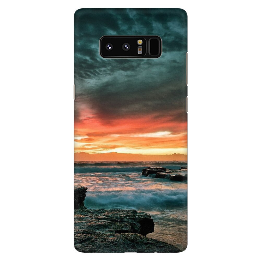 Husa silicon pentru Samsung Galaxy Note 8, Dramatic Rocky Beach Shore Sunset