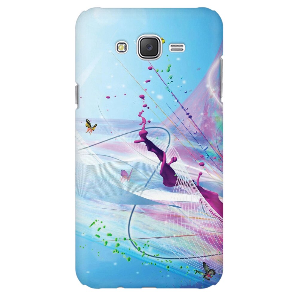 Husa silicon pentru Samsung Galaxy J1 2016, Artistic Paint Splash Purple Butterflies
