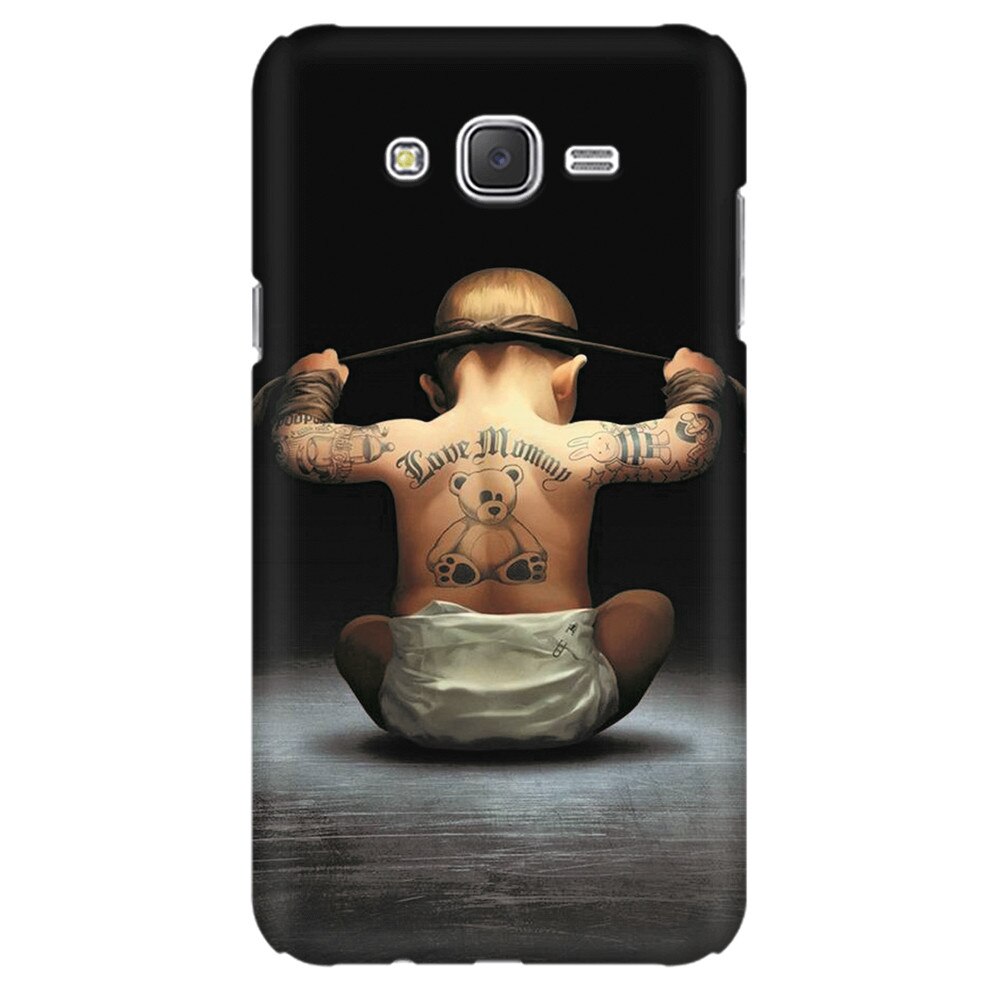 Husa silicon pentru Samsung Galaxy J1, Body Builder Cute Baby Tattoo