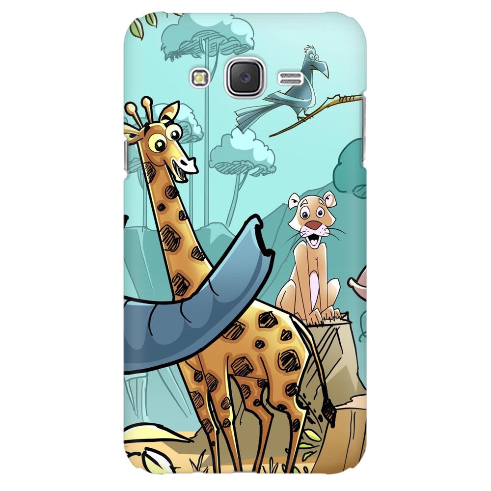 Husa silicon pentru Samsung Galaxy J1 2016, Children Drawings Elephants Giraffes Lions