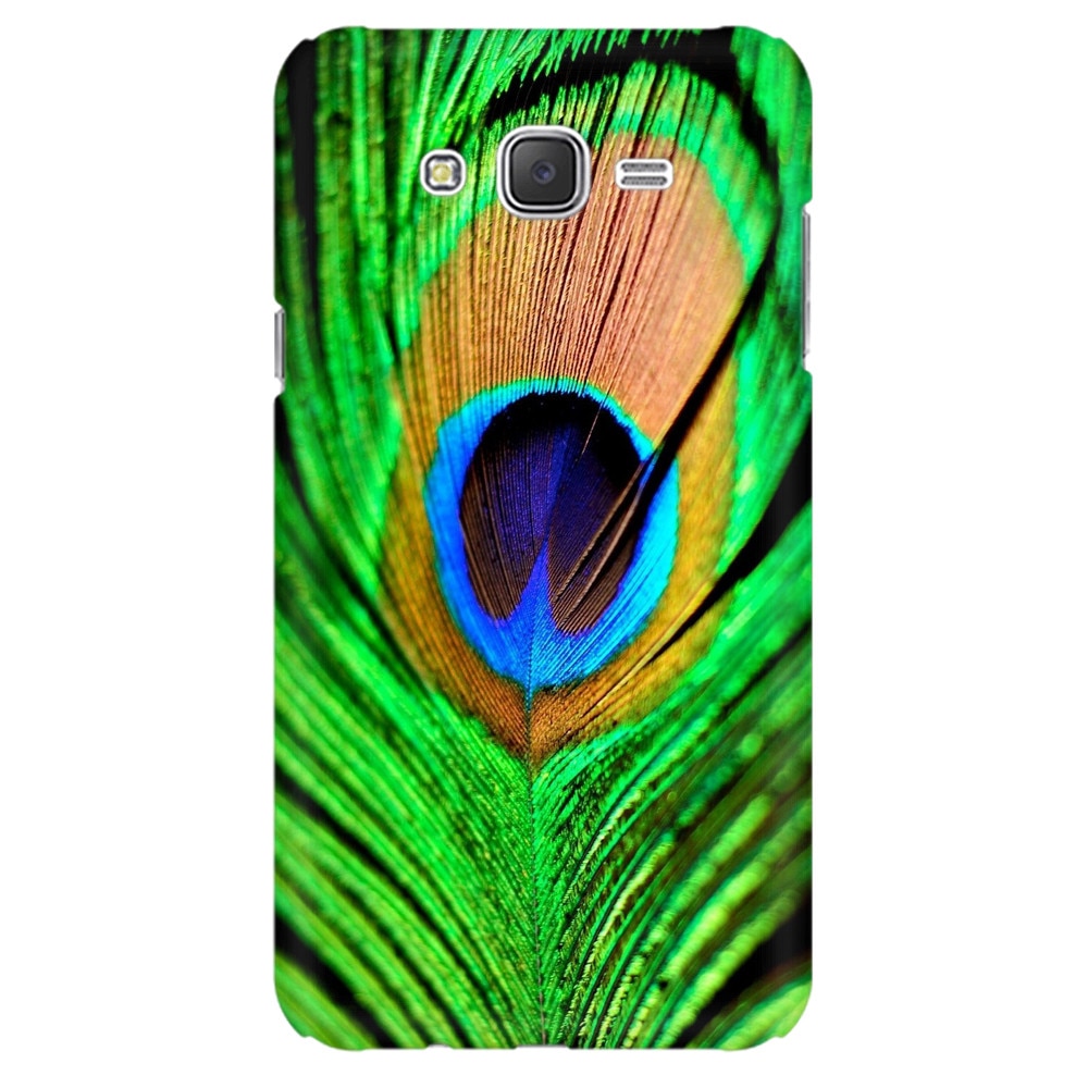 Husa silicon pentru Samsung Galaxy J1 Ace, Peacock Feather Green Blue