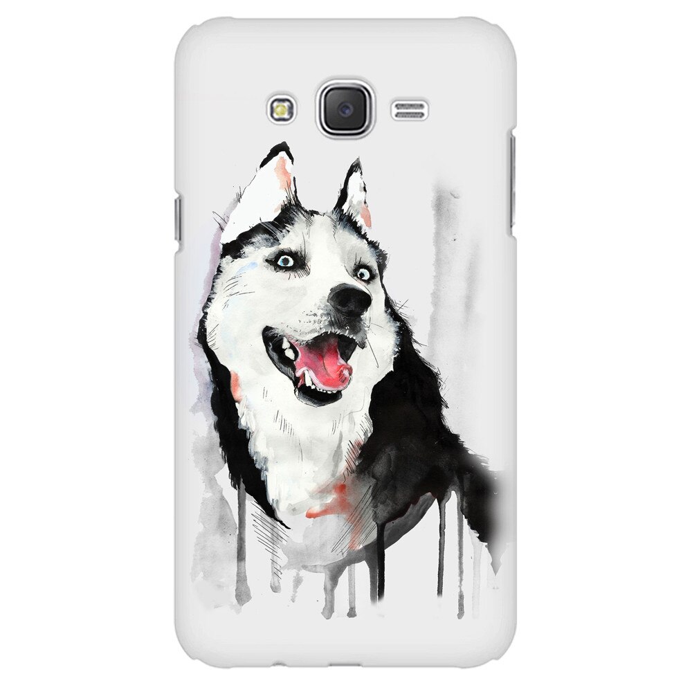 Husa silicon pentru Samsung Galaxy J1 Ace, Husky Dog Watercolor Illustration