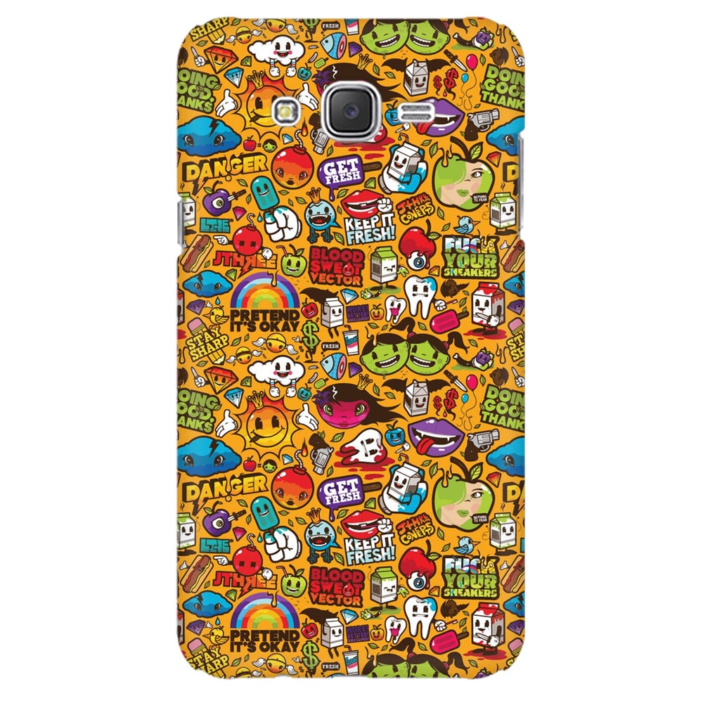 Husa silicon pentru Samsung Galaxy J1 Ace, Colorful Sticker Illustrations