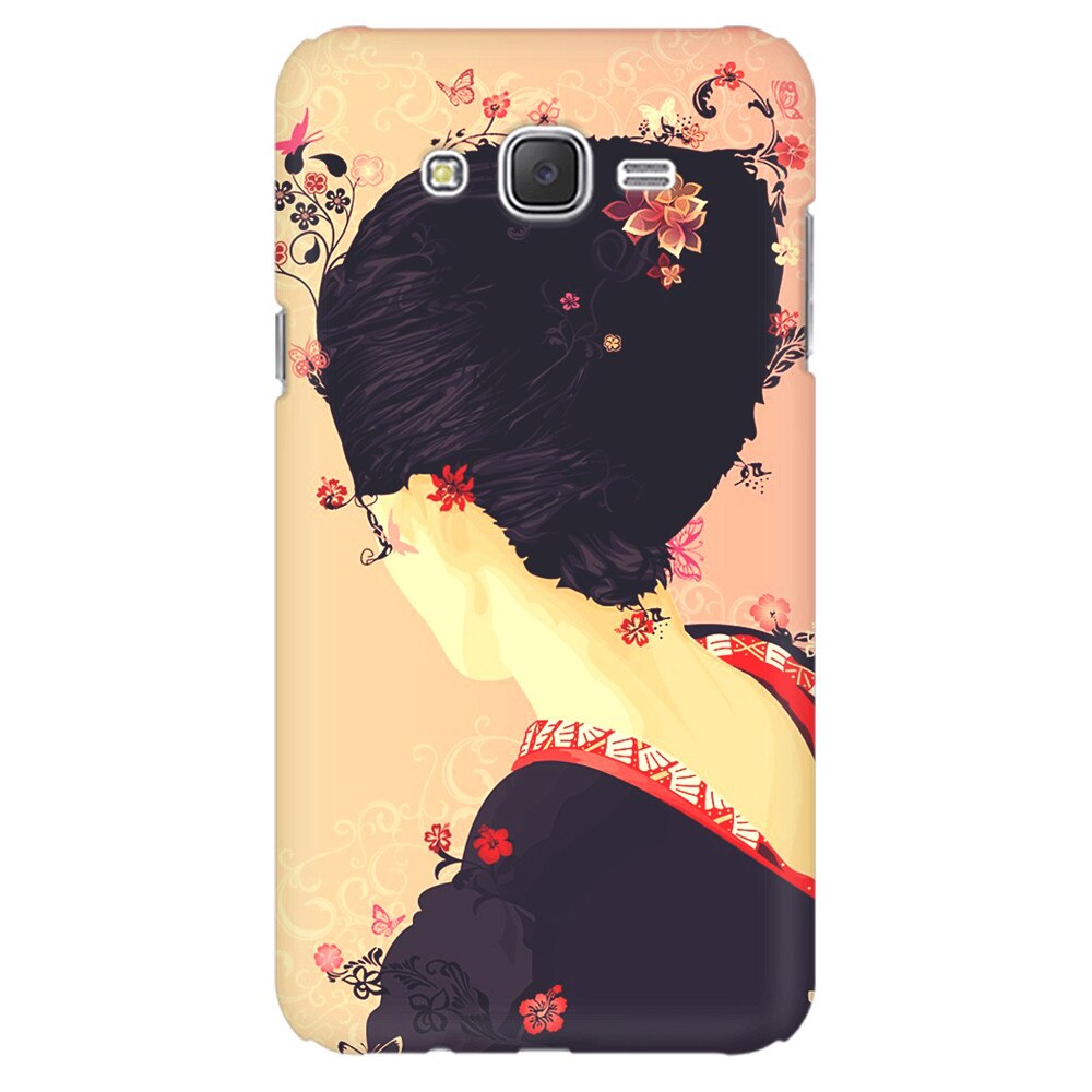 Husa silicon pentru Samsung Galaxy J1 2016, Japanese Geisha Illustration Cherry Blossom