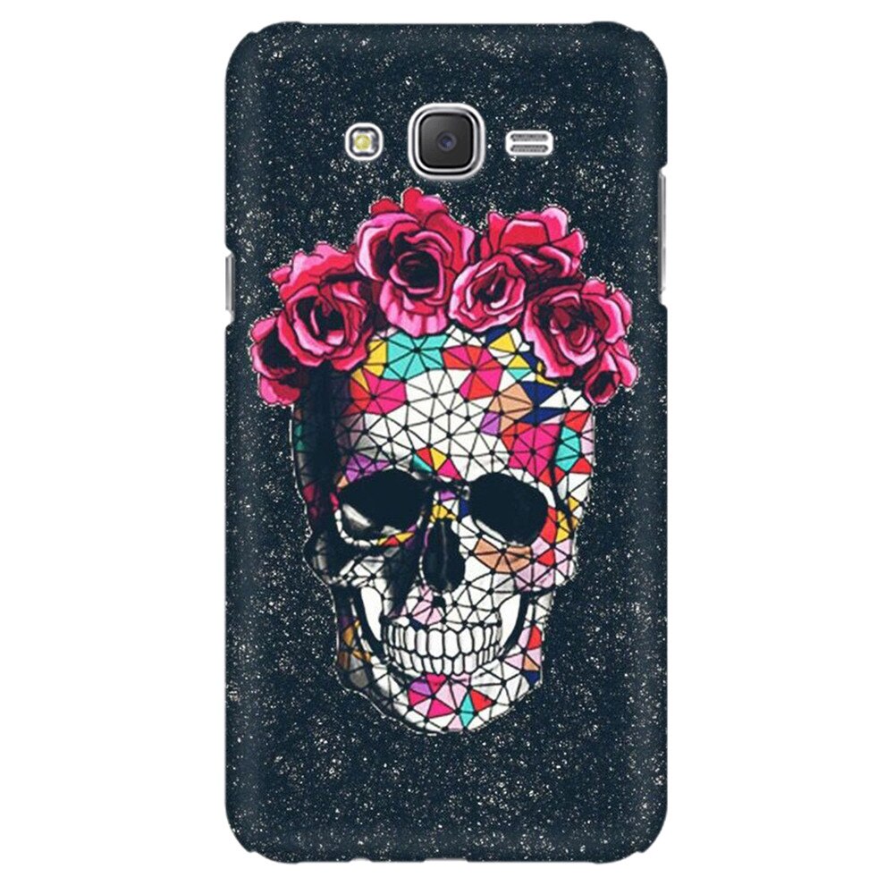 Husa silicon pentru Samsung Galaxy J1 2016, Colorful Skull Roses Space