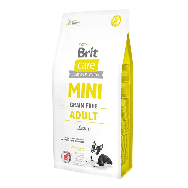 Hrana uscata pentru caini Brit Care, Grain Free, Mini Adult, Miel, 7 Kg