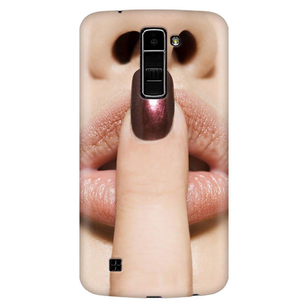 Husa silicon pentru LG K8, Finger Purple Nailpolish Girl Lips