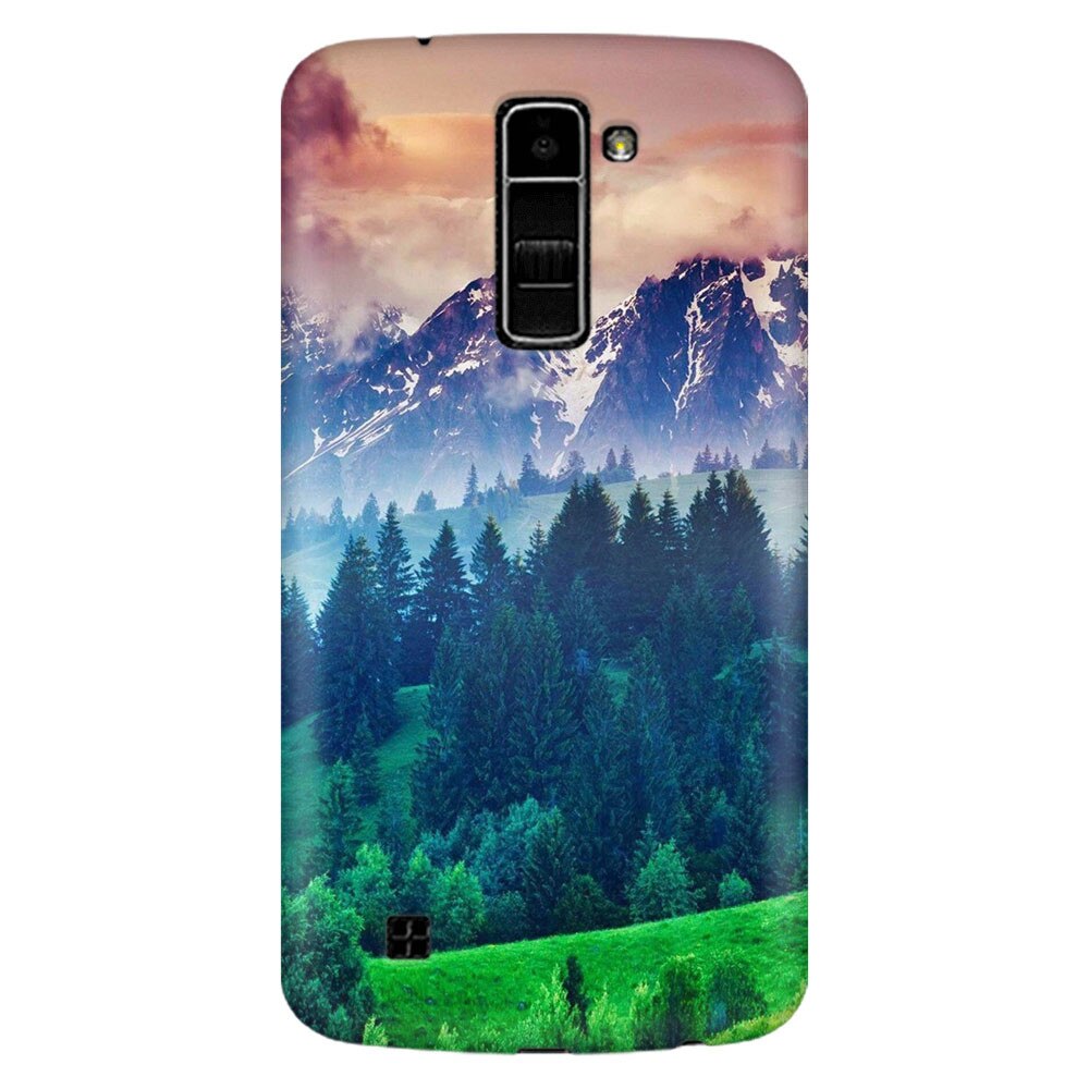 Husa silicon pentru LG K8, Forest Hills Snowy Mountains And Sunset Clouds