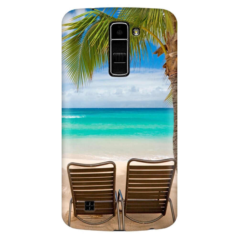 Husa silicon pentru LG K8, Beach Chairs Palm Tree Seaside