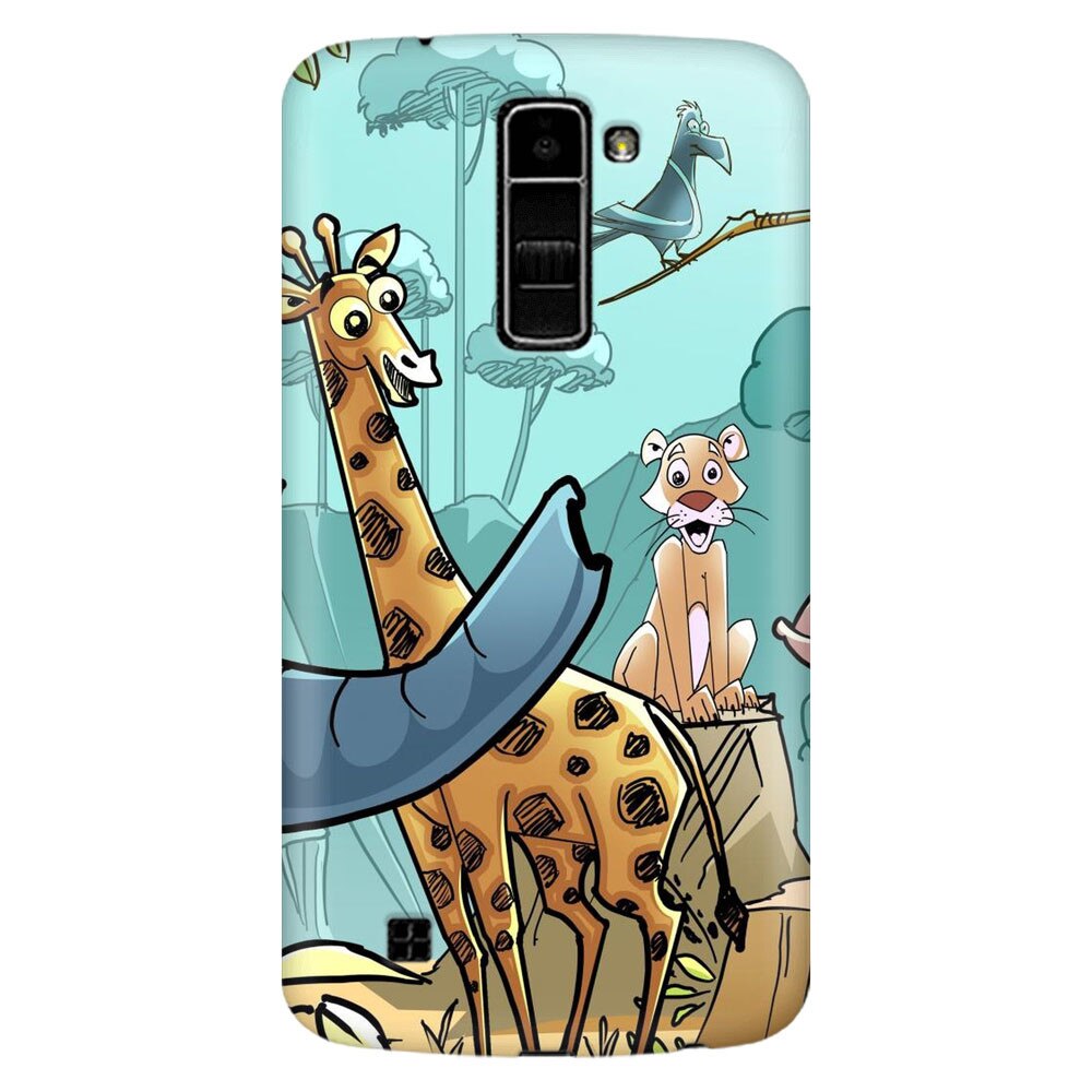 Husa silicon pentru LG K8, Children Drawings Elephants Giraffes Lions