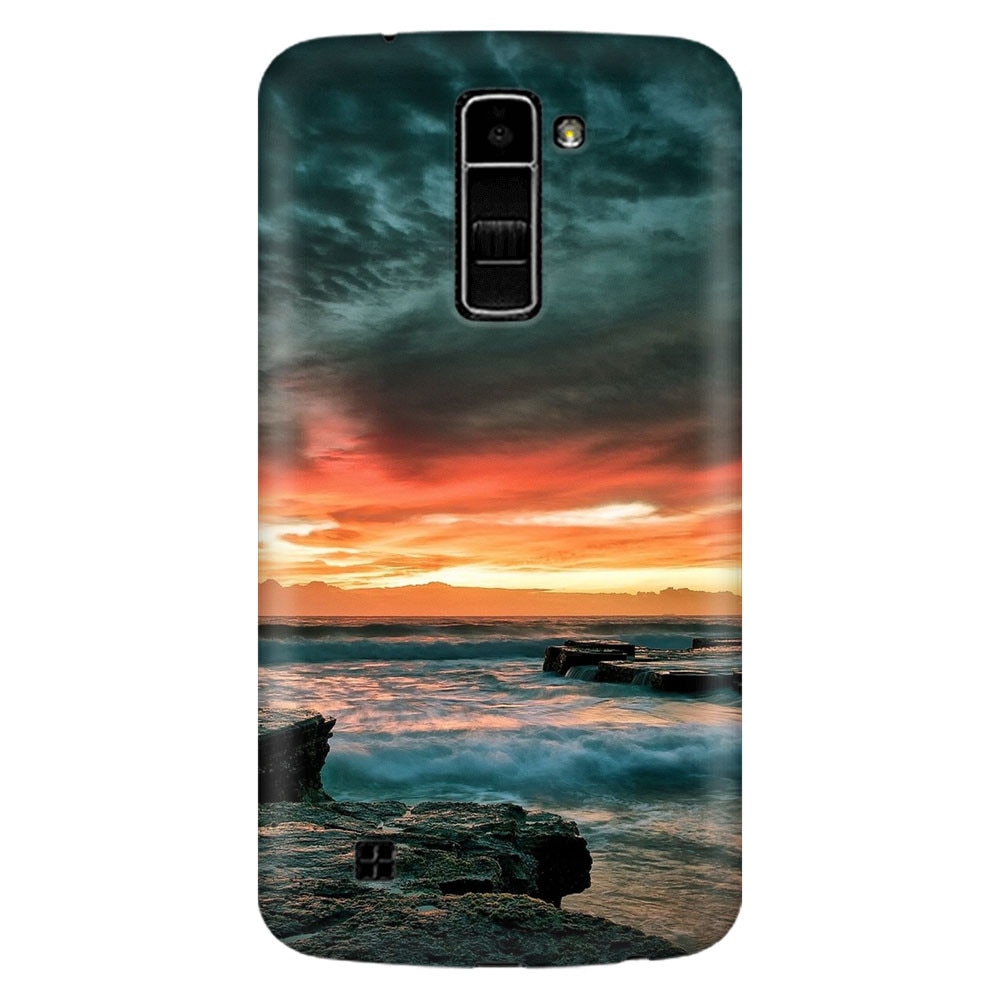 Husa silicon pentru LG K8, Dramatic Rocky Beach Shore Sunset