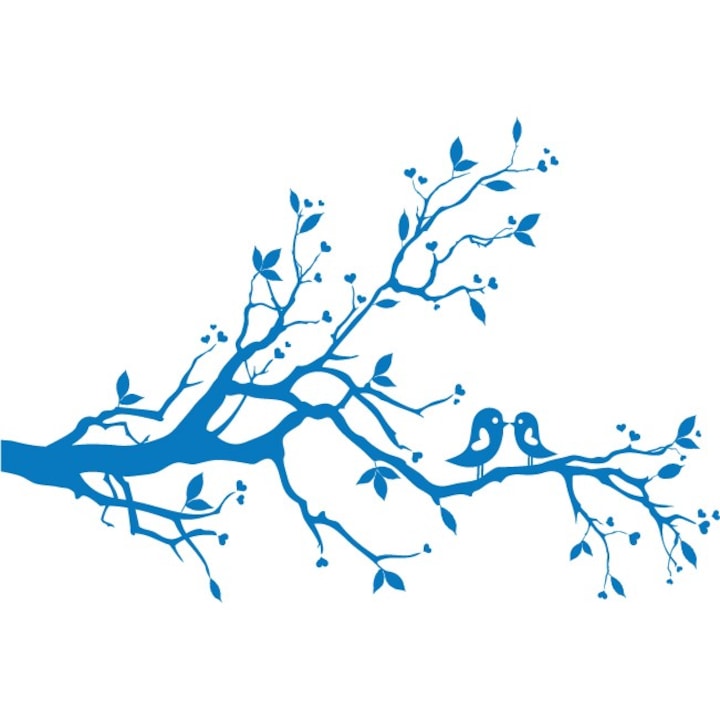 Turbékoló galambpár - Falmatrica - Kék - 144x99 cm