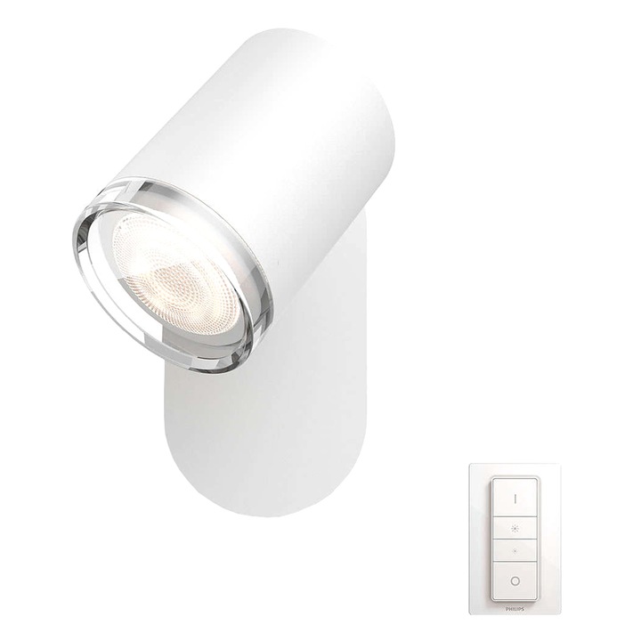 Аплик за баня Philips Hue Adore White ambiance, GU10, 5.5W (25W), 250 лумена, IP44, Бял, Прекъсвач с включен вариатор