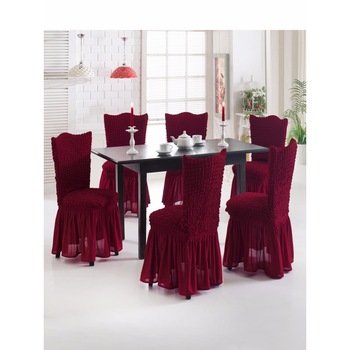 Set 6 Huse pentru Scaun din Bumbac Rosu Bordeaux Set 6 Huse pentru Scaun din Bumbac Rosu Bordeaux