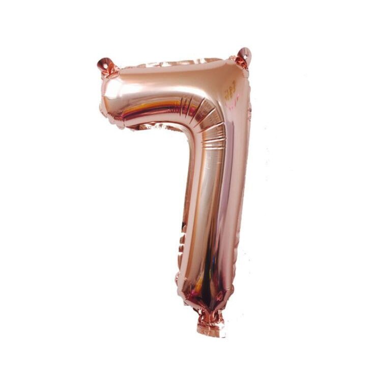 Balon folie, cifra 7, culoare rose-gold, 105 cm, 1 buc
