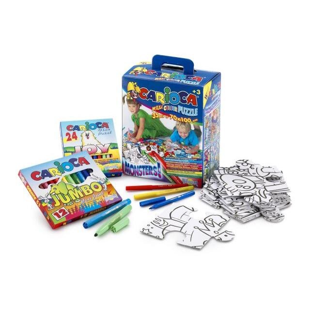 Puzzle Carioca Set Maxi care se poate colora ,monstrii 35 piese
