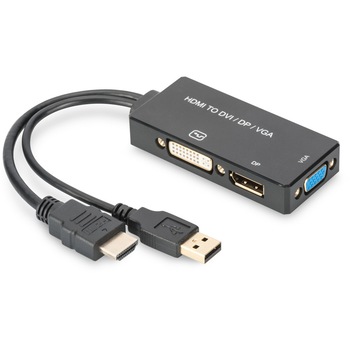 Convertor HDMI - DisplayPort + DVI + VGA, 20 cm, Digitus Convertor HDMI - DisplayPort + DVI + VGA, 20 cm, Digitus