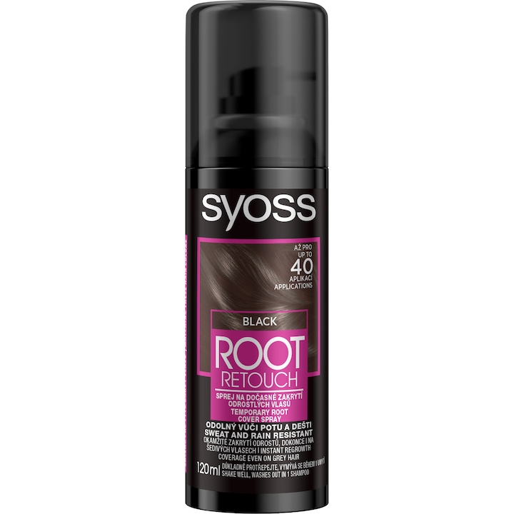 Боядисващ спрей за коса Syoss Root Retoucher Black, 120 мл