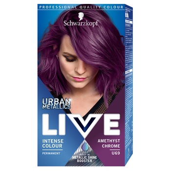 Vopsea de par permanenta Schwarzkopf Live Color Urban Metallics U69 Amethyst Chrome, 142.5 ml Vopsea de par permanenta Schwarzkopf Live Color Urban Metallics U69 Amethyst Chrome, 142.5 ml