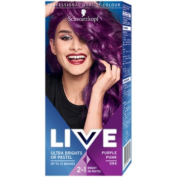 Vopsea de par semi-permanenta Schwarzkopf Live Ultra Brights 094 Purple Punk, 80 ml Vopsea de par semi-permanenta Schwarzkopf Live Ultra Brights 094 Purple Punk, 80 ml