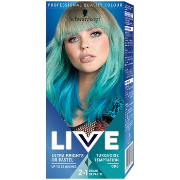 Vopsea de par semi-permanenta Schwarzkopf Live Ultra Brights 096 Turquoise Temptation, 80 ml Vopsea de par semi-permanenta Schwarzkopf Live Ultra Brights 096 Turquoise Temptation, 80 ml