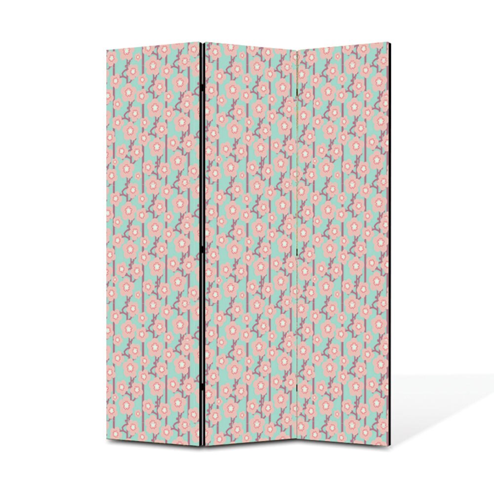 Paravan de Camera ArtDeco din 3 Panouri Flori motiv japonez 105 x 150 cm