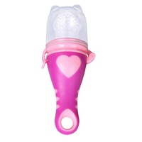 Suzeta speciala din silicon pentru alimente solide, mestecare fructe si legume, roz-mov, FMD087