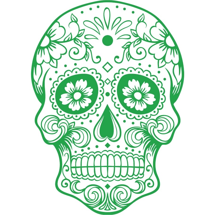 Mexikói koponya - virág - Falmatrica - Zöld - 66x94 cm