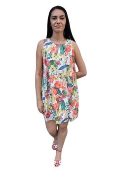 Rochie moderna cu flori, material vaporos.D&J Exclusive,Multicolor, Multicolor Rochie moderna cu flori, material vaporos.D&J Exclusive,Multicolor, Multicolor