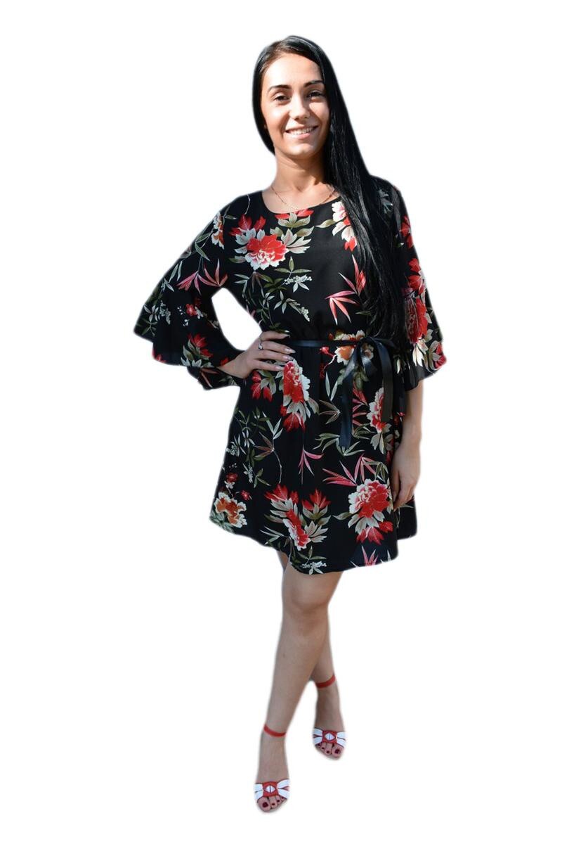 Rochie de zi cu design deosebit ,croita lejer,D&J Exclusive, negru-rosu