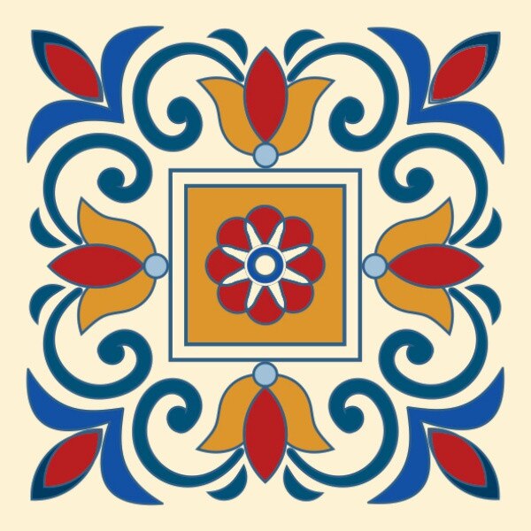 Set stickere autocolante faianta decorativa 15cm x 15cm model roman multicolor