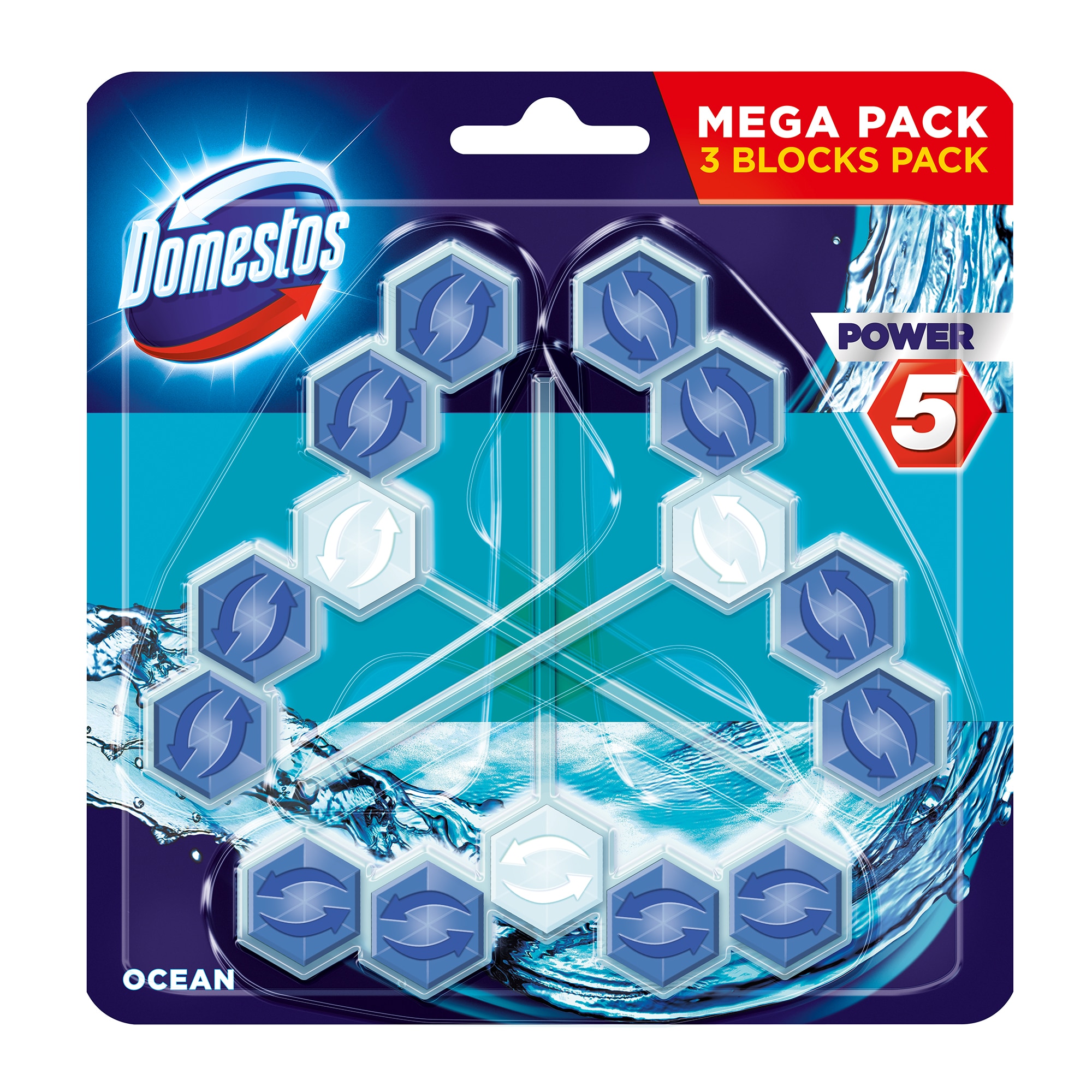 Odorizant de toaleta Domestos Power 5 Ocean, 3x55 g