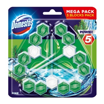 Odorizant de toaleta Domestos Power 5 Pine,3x55 g Odorizant de toaleta Domestos Power 5 Pine,3x55 g