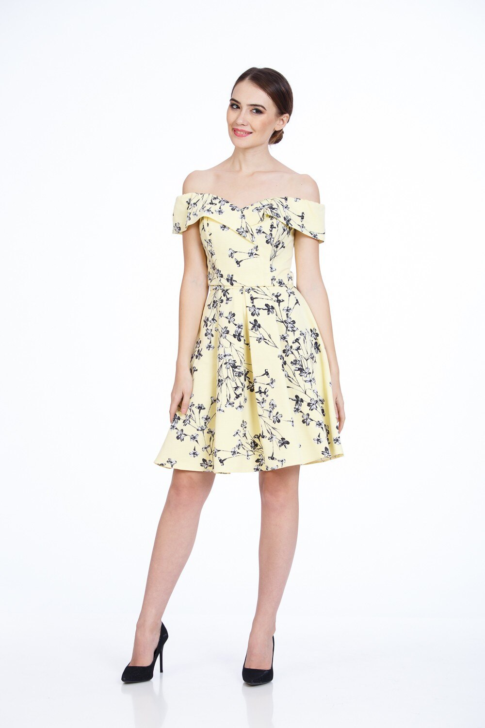 Fusta galbena cu imprimeu floral