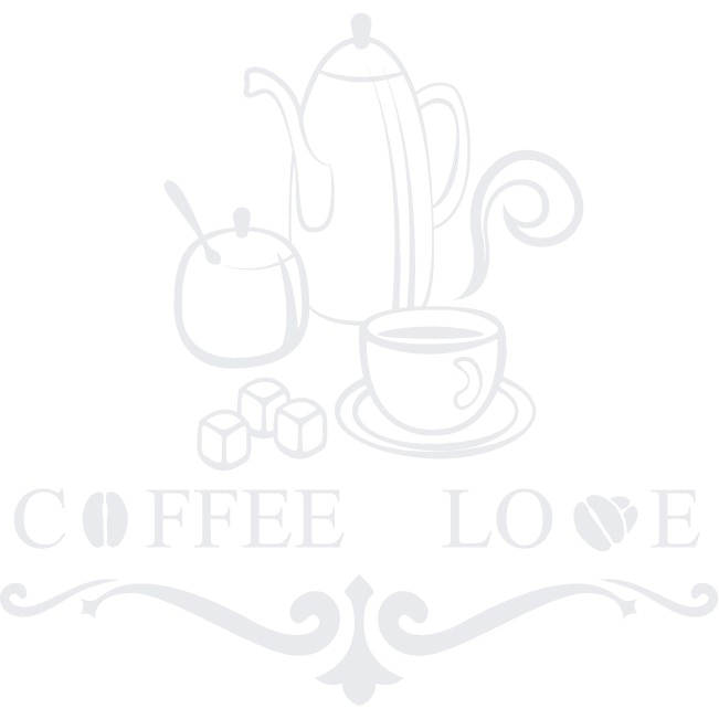 Coffee Love - Sticker Decorativ - Alb polar - 93 x 89 cm