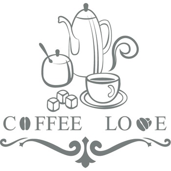 Coffee Love - Sticker Decorativ - Gri Metal - 124 x 119 cm Coffee Love - Sticker Decorativ - Gri Metal - 124 x 119 cm