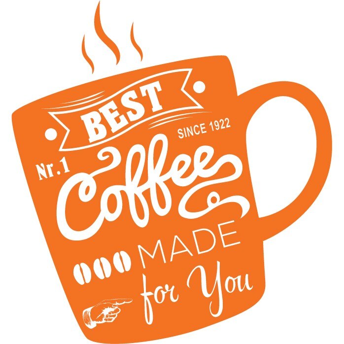 Best Coffee - Sticker Decorativ - Portocaliu - 89 x 95 cm