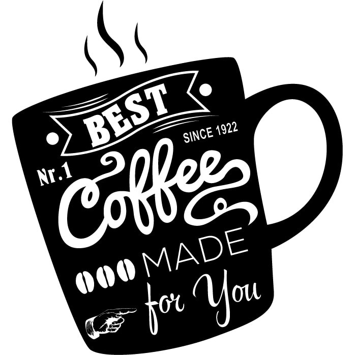 Best Coffee - Sticker Decorativ - Negru - 119 x 127 cm