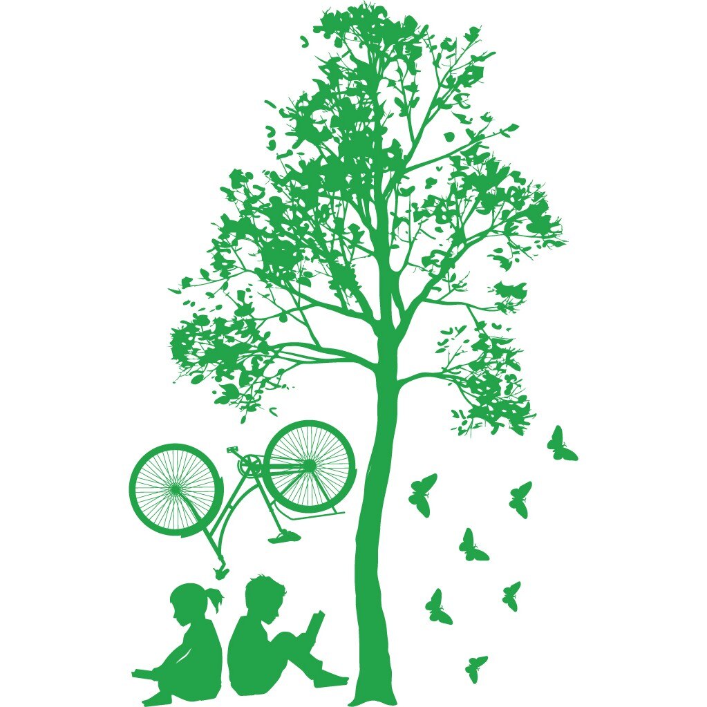 Odihna la umbra copacului - Sticker Decorativ - Verde - 89 x 135 cm