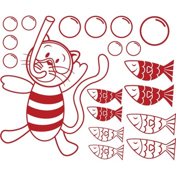 Pisica scafandru (pachet) - Sticker Decorativ - Rosu Cardinal - 109 x 89 cm Pisica scafandru (pachet) - Sticker Decorativ - Rosu Cardinal - 109 x 89 cm