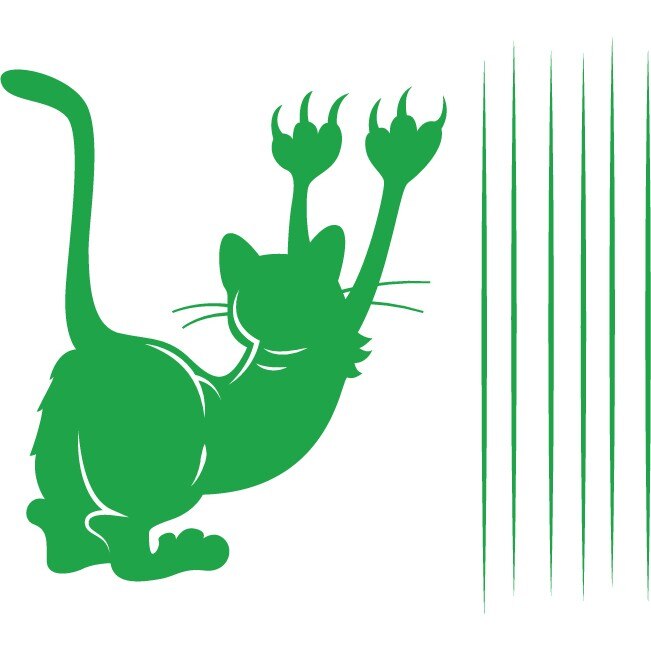Pisica zgarietoare - Sticker Decorativ - Verde - 89 x 102 cm
